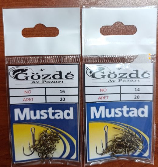 Mustad 3553 3'lü Olta İğnesi ( Frangulli ) 20 Adet  resmi